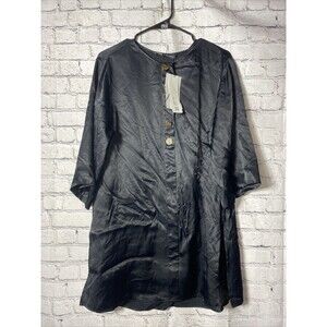 New Zara Women’s Black 3/4  Sleeve Tunic Top With Side Slits Size M